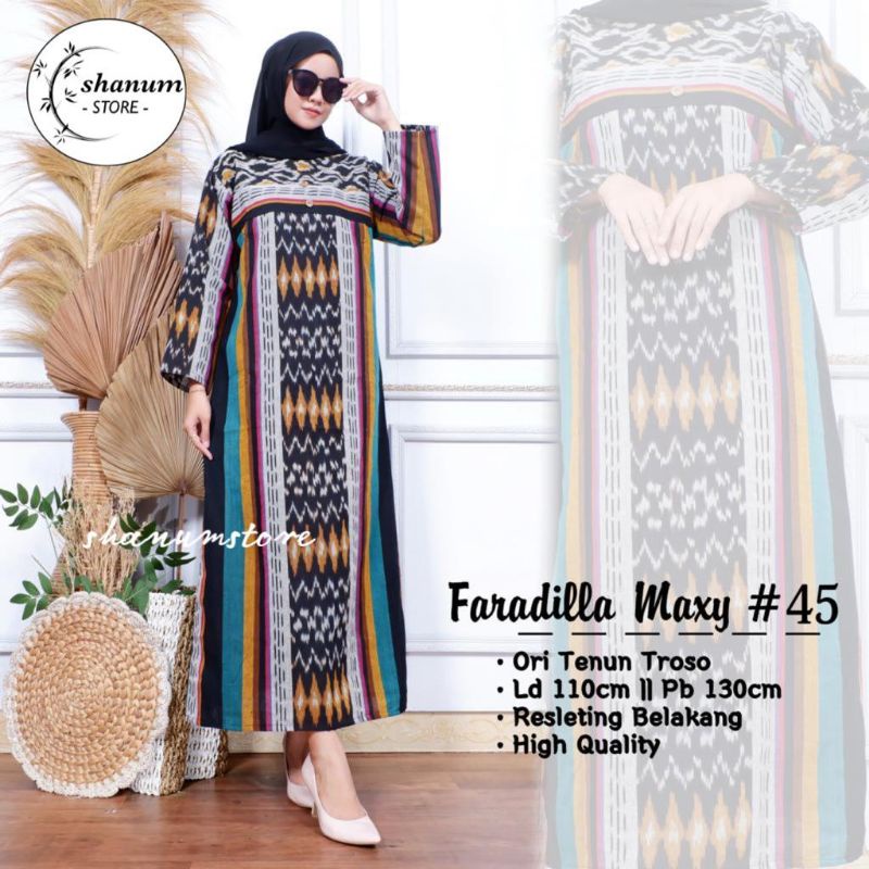 Batik Wanita Modern Long Dress Maxy Batik Kekinian Ori Tenun Troso Bisa Seragaman Allsize Faradilla 
