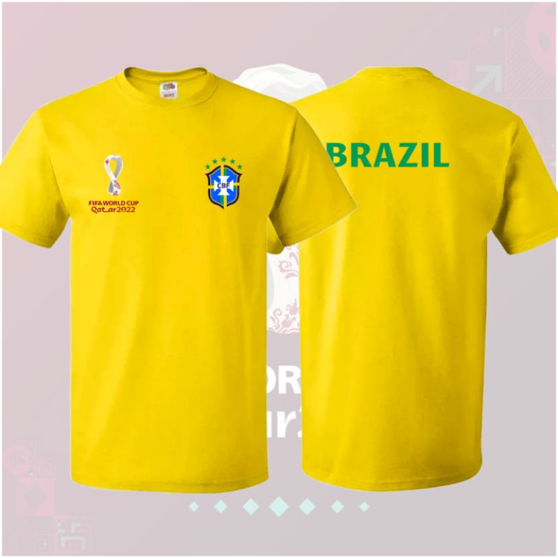 Baju Kaos Piala Dunia World Cup 2022 Team Brazil DEPAN BELAKANG