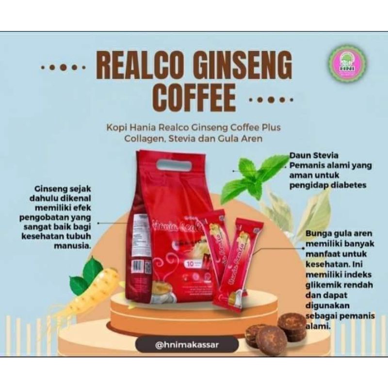 

Realco Ginseng Coffee HNI-HPAI isi 10 sachet