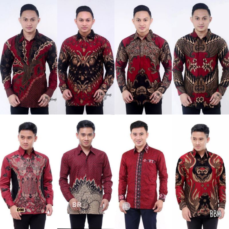 KEMEJA BATIK PRIA WARNA MERAH MAROON BATIK PRIA KATUN HALUS S, M, L, XL, XXL, 3XL