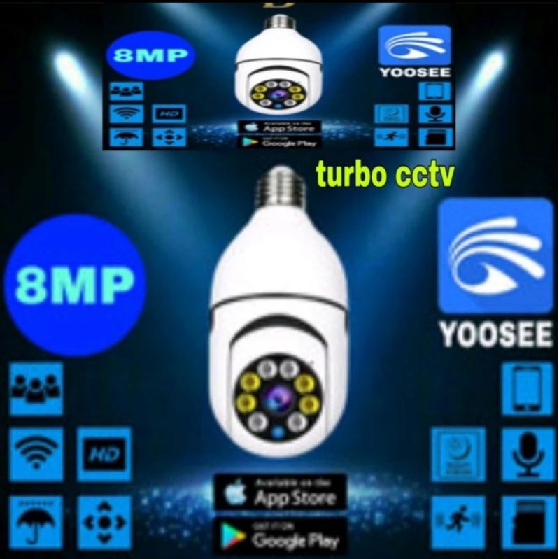 Kamera CCTV IP 8mp Camera YOOSEE Bohlam Lampu 360 View WiFi Wireless / Cctv Bohlam Lampu Malam Hari Tetap Berwarna