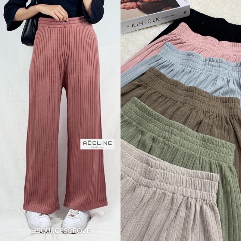 Celana Kulot Knit HighWaist Korean Styles - Celana Kulot Wanita Premium/ 356-6877