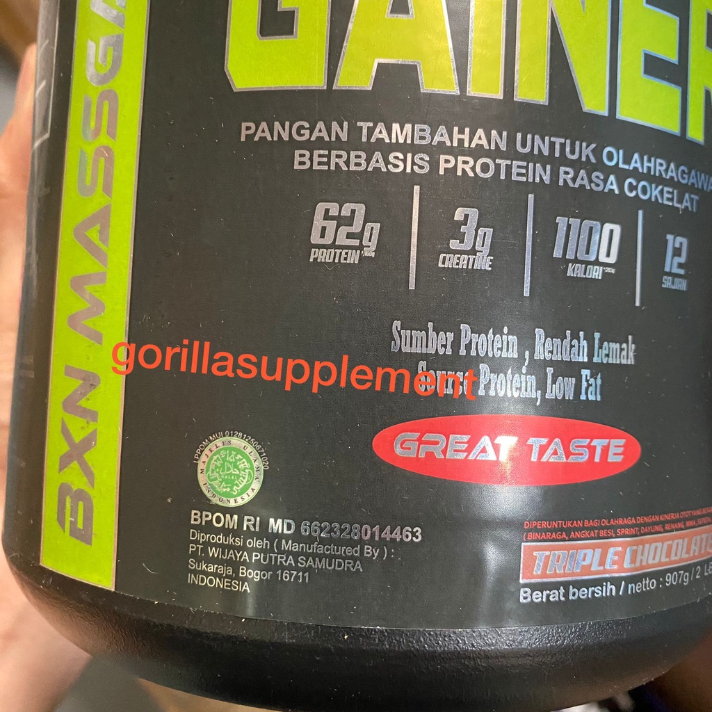 BXN Mass Gainer 2lbs 900 Gram BPOM HALAL MUI BODY XTREME NUTRITION Suplemen Supplement Fitness BULKING Penambah berat badan