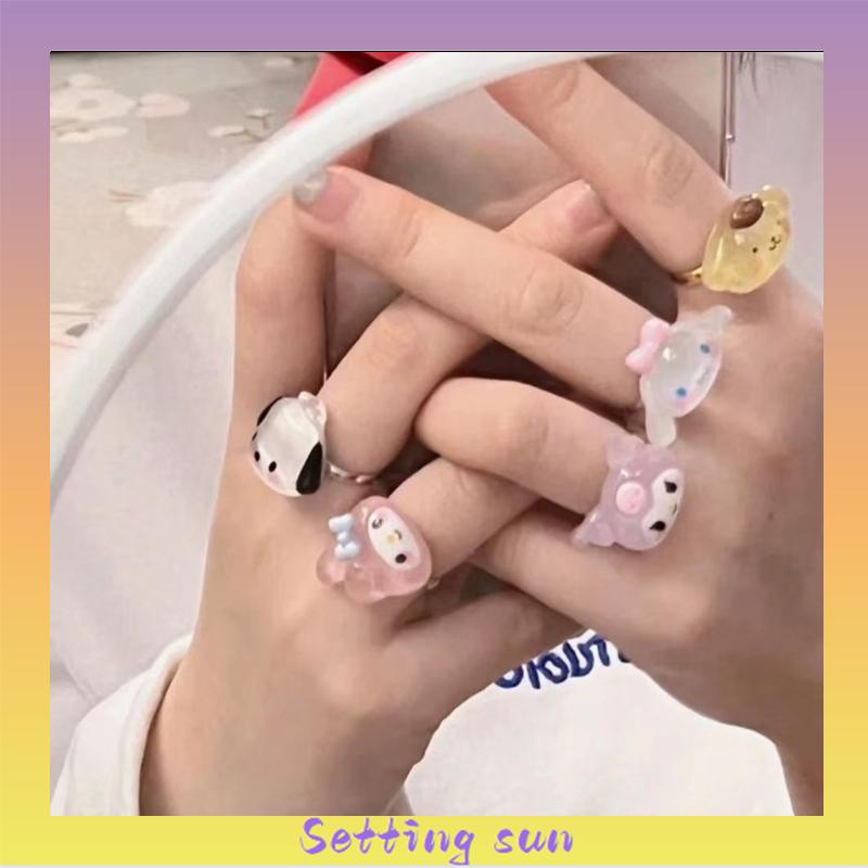 Cincin Kuromi Melody Adjustable Resin Retro Gaya Untuk Wanita TN