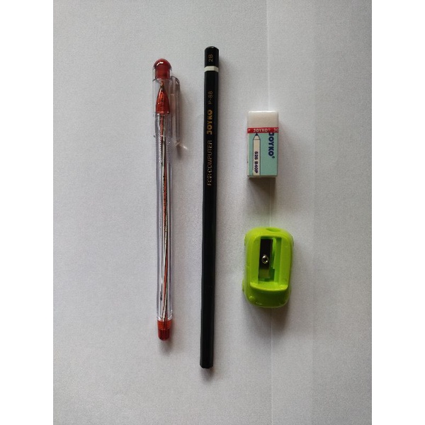 

Paket bolpoin, pensil, penghapus, ongotan