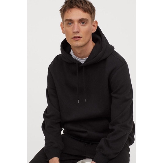 H&M RELAXED FIT HOODIE BLACK