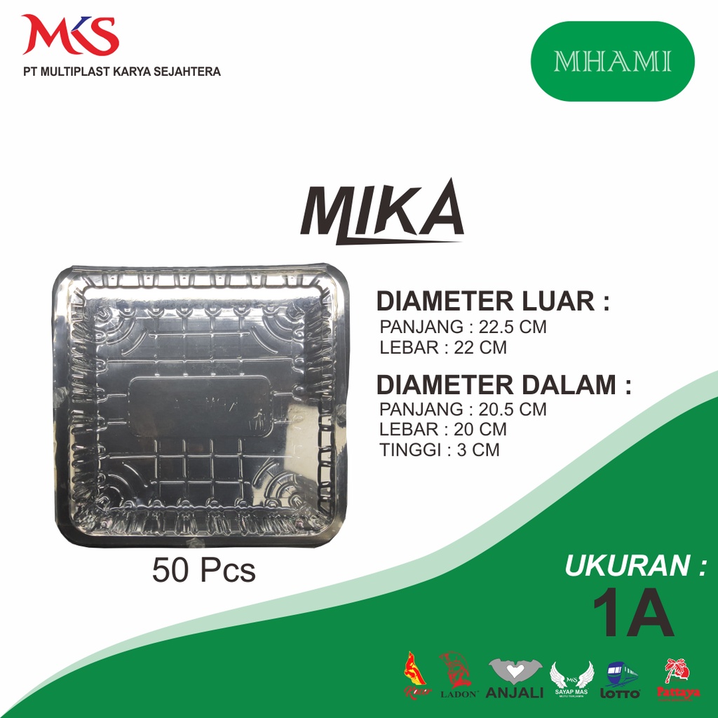 Mika plastik kotak 1A/mika bolu / mika Kotak kue Loyang 20x20