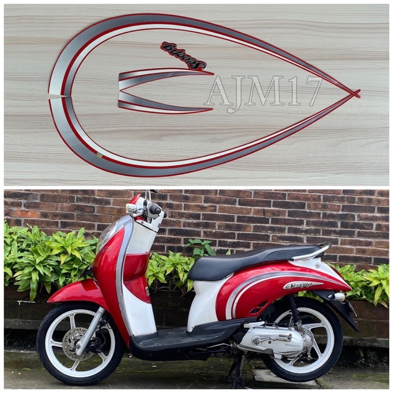 STIKER STRIPING MOTOR SCOOPY CARBU 2012 MERAH