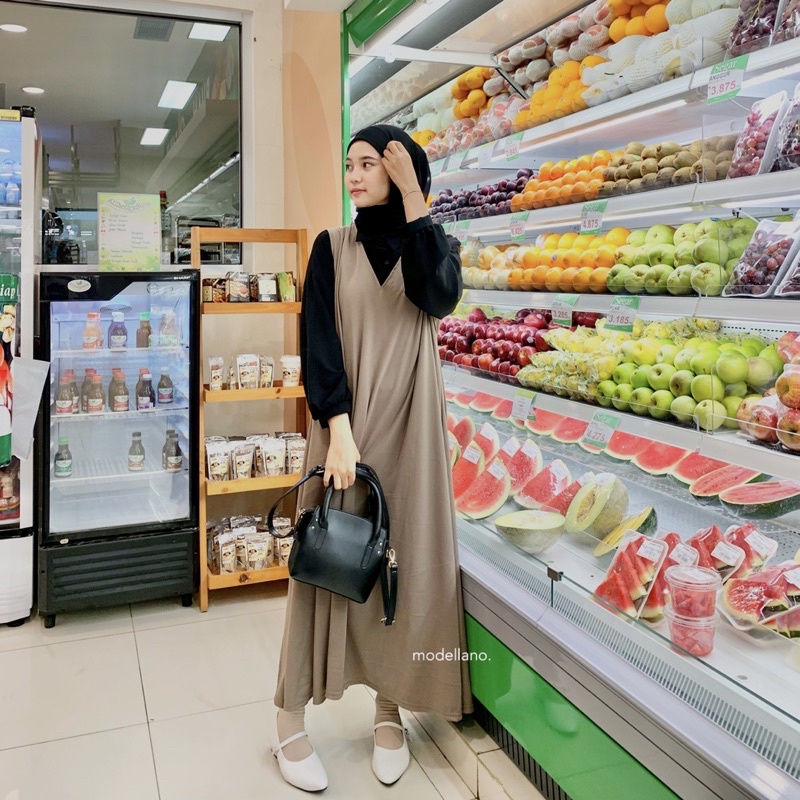 YUBIN OVERALL POLOS DRESS KOREAN LOOK MAYUNG MUSLIM JUMBO XXL BIGSIZE MURAH