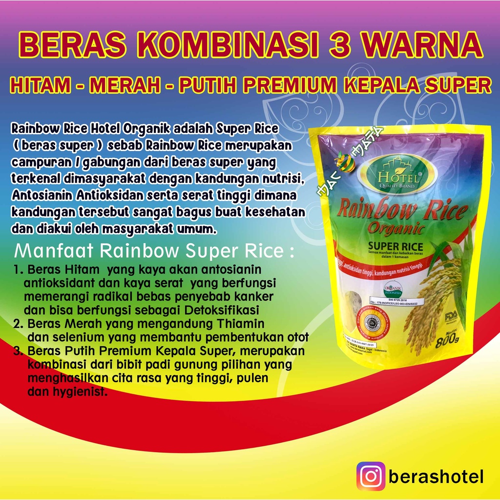 Jual Beras Organik Hotel Kombinasi Merah Hitam Putih Rainbow Mix Rice