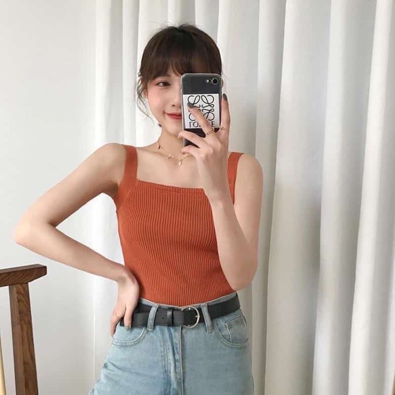 Tanktop With Cup Singlet Wanita Atasan Wanita Tangtop Korea Style / Tank Top Crop Top