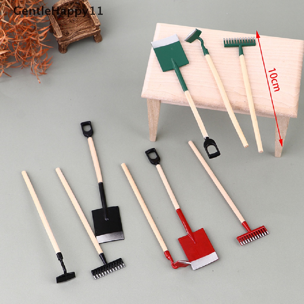 GentleHappy 3Pcs 1:12 Dollhouse Miniatures Gardening Shovel Rake Hoes Farm Tool Doll Decor id