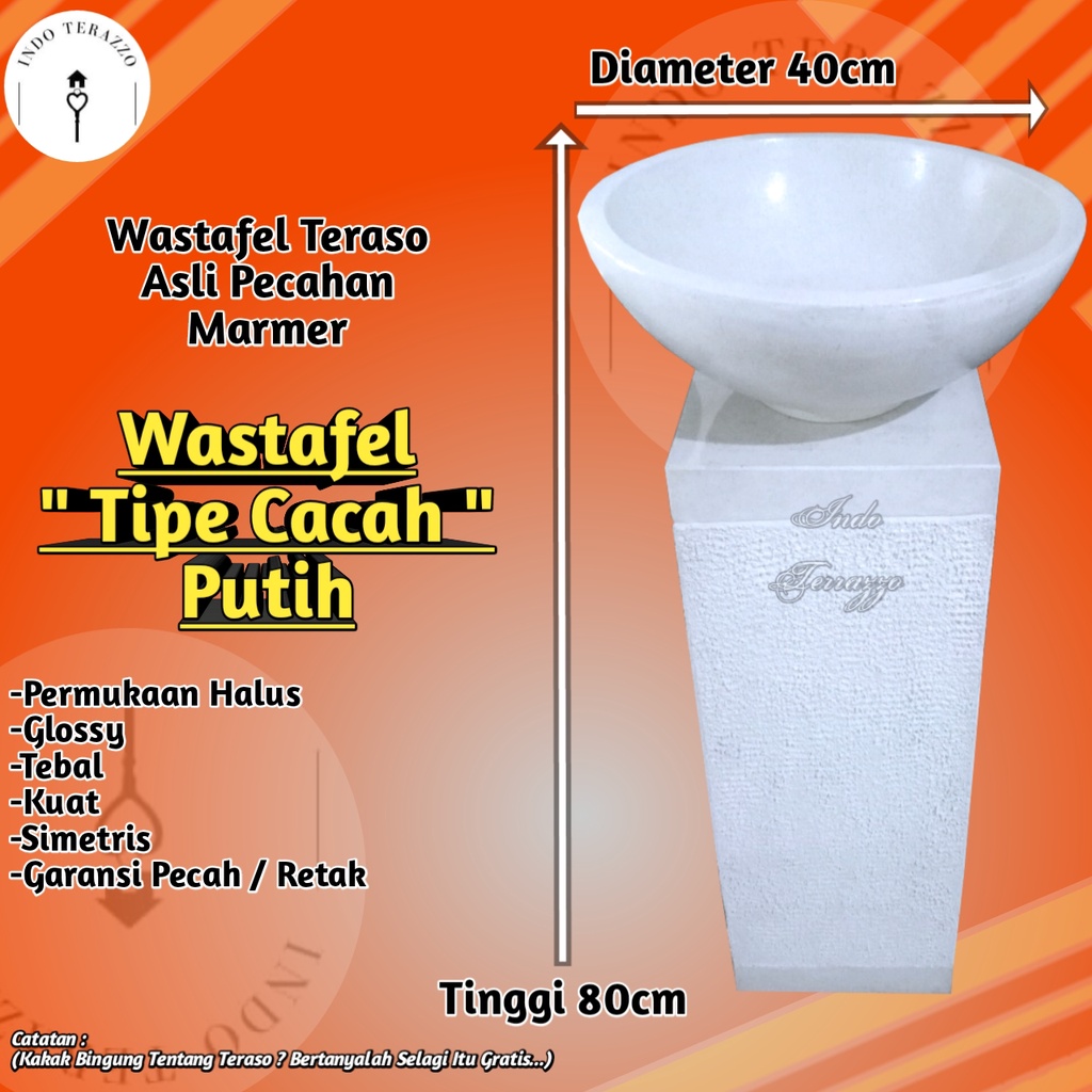 INDO TERAZZO WASTAFEL KERAMIK TERASO MARMER UNIK TIPE CACAH T80 - WASTAFEL CUCI TANGAN