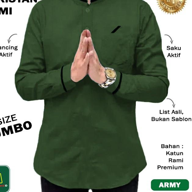 Baju Koko Pria Lengan Panjang QURTA RAJA PAKISTAN RAMI JUMBO - 27751 - Navy, M