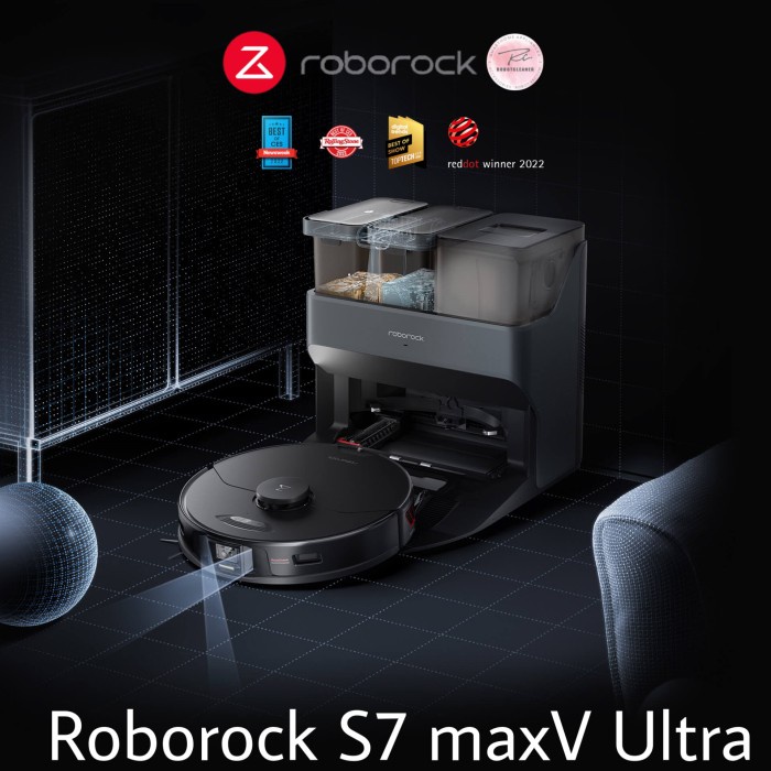 Roborock S7 MaxV Ultra - Robot Vacuum & Mop Canggih dengan LIDAR dan Sonic Scrubbing