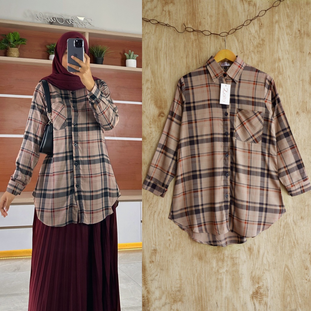 ALFANYA blouse by ZALFA OUTFIT / kemeja kotak2/ blouse rayon / kemeja rayon