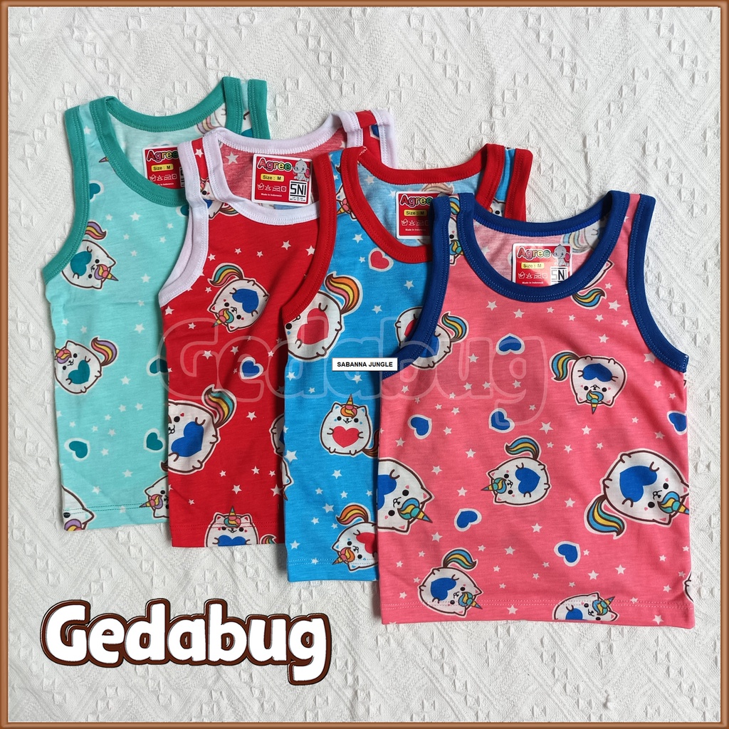 3 Pcs - Singlet Agree Kids SM - 004 Cats Star | Singlet anak motif Lucu dan Berkualitas | Gedabug