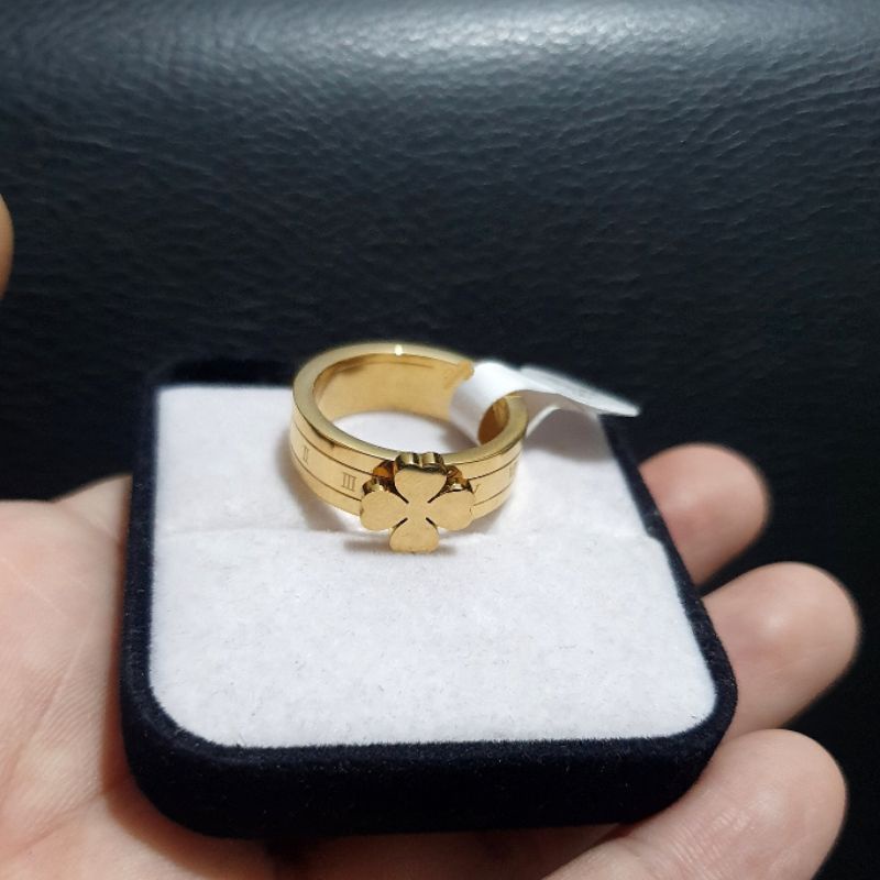 Cincin Titanium Asli gold Branded branded band kilau Premium Quality anti karat anti alergi stainless steel 1