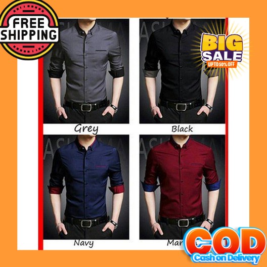 Kemeja Basic H&M Lengan Pendek/Kemeja Polos Pria/Kemeja Keren Baju Kemeja Pria Terbaru Bahan Adem Le