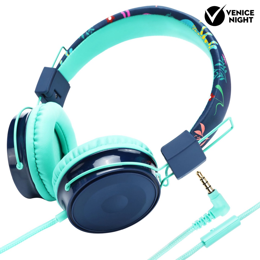 (VNEP) (Berkabel) Headphone Adjustable Lipat ABS Over Ear Headset untuk Anak Anak