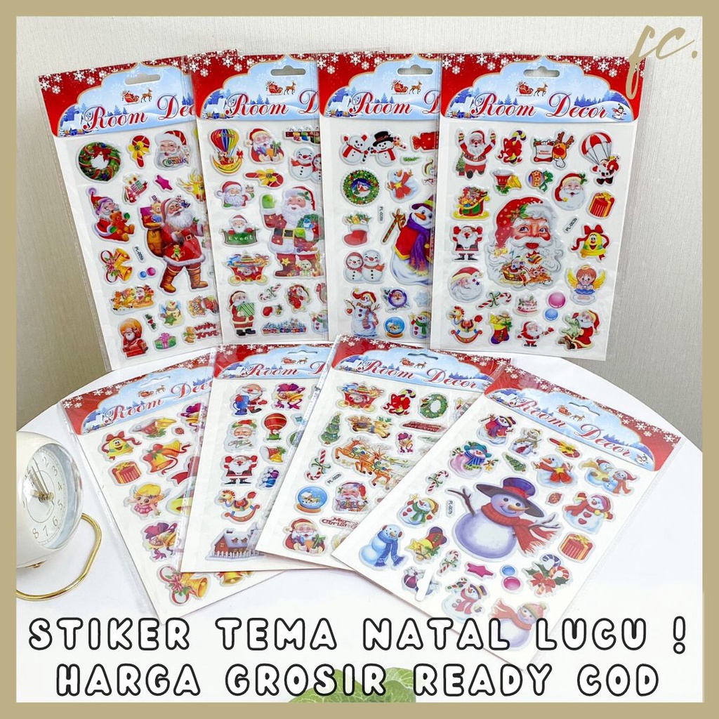 

1 Lembar Sheet Sticker / Stiker Set Timbul Waterproof Room Wall Decor Dekorasi Natal Xmas Christmas Santa Claus Decoration Accessories Hampers Bingkisan Kado Hadiah Import Harga Grosir Ready COD