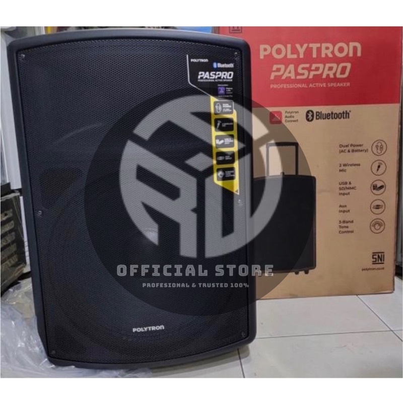 SPEAKER PORTABLE AKTIF POLYTRON PASPRO 15 F3 / PASPRO15F3 / PASPRO15 F3 (ORIGINAL) 15 inc , USB, BT,