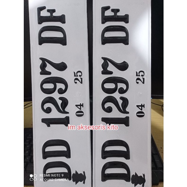 plat nomor mobil timbul 3D variasi putih #004