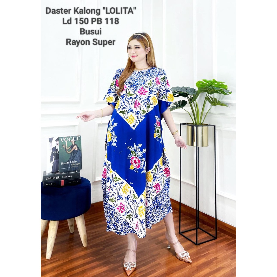 DASTER LOWO PREMIUM JUMBO LD 150 MOTIF MALAMAN BUSUI DEPAN KEKINIAN HOMEDRESS WANITA RAYON TEBAL ADEM