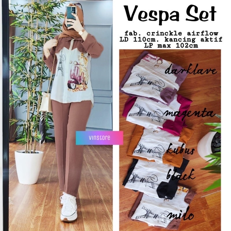 VESPA SET/SETELAN CRINKLE TERBARU MOTIF VESPA