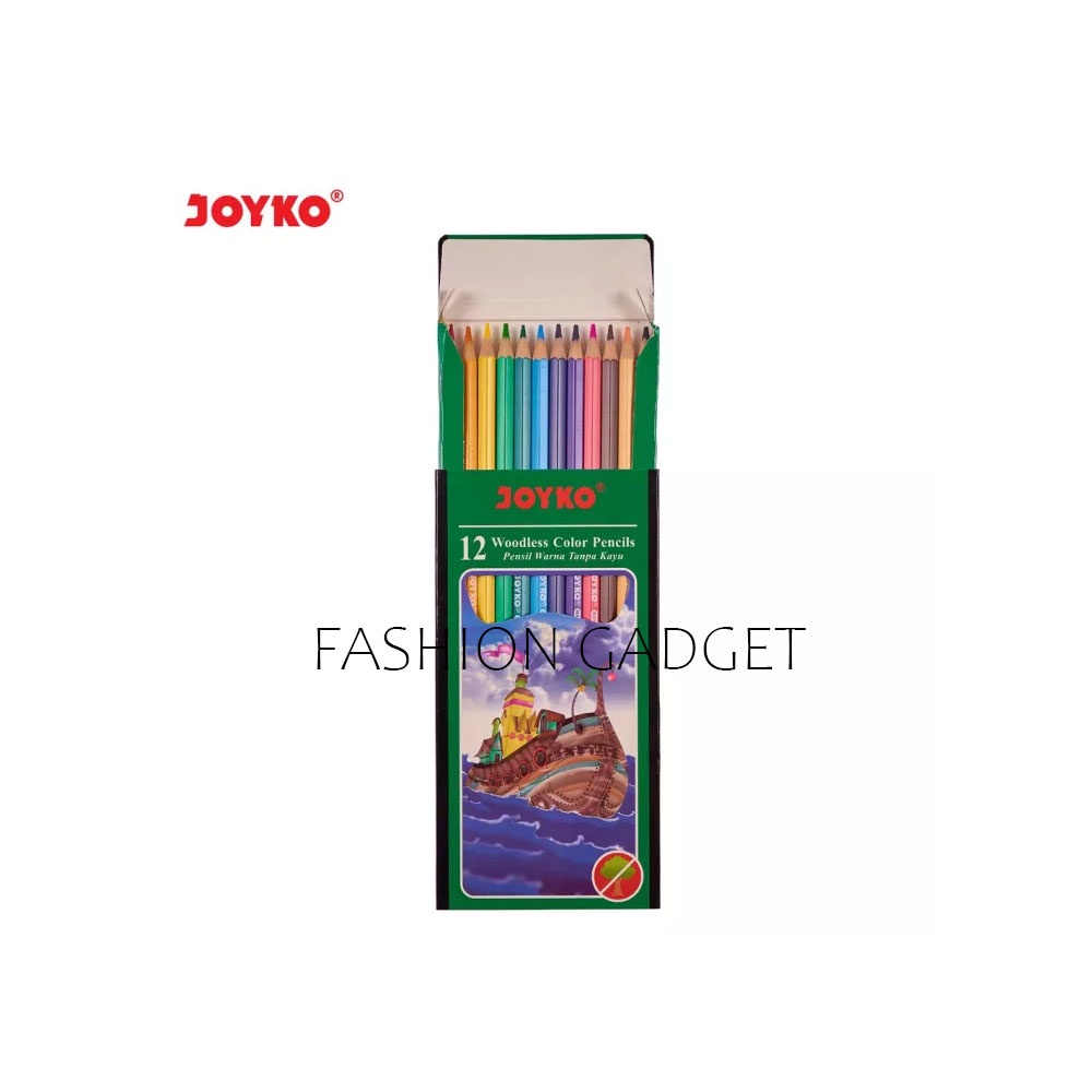 Pensil Warna Joyko 1 Pack 12 pcs PENDEK CP 107 / PANJANG CP 103 Colour Pencils Pinsil Warna Color Pencil Pensil Joyko Alat Menggambar Mewarnai Melukis Peralatan Sekolah - Gambar Kemasan Acak - HIJAU