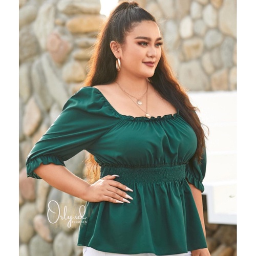 S-XXXXL KEIKO Baju sabrina Baju Atasan Sabrina Wanita Jumbo Crop Top Korean Style Blouse Lengan Panj