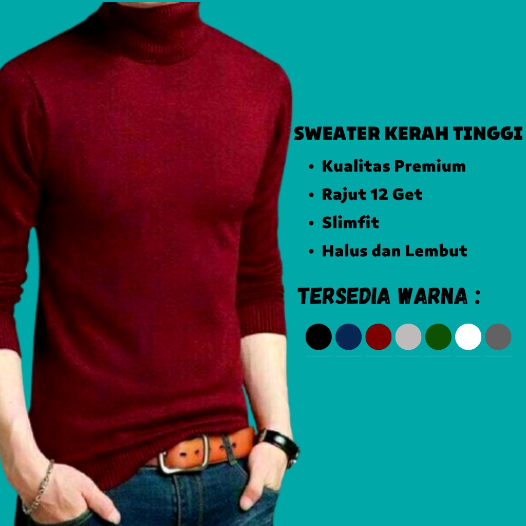 MyAgen - SWEATER RAJUT LONG NECK POLOS PREMIUM 12 GET BES QUALIT