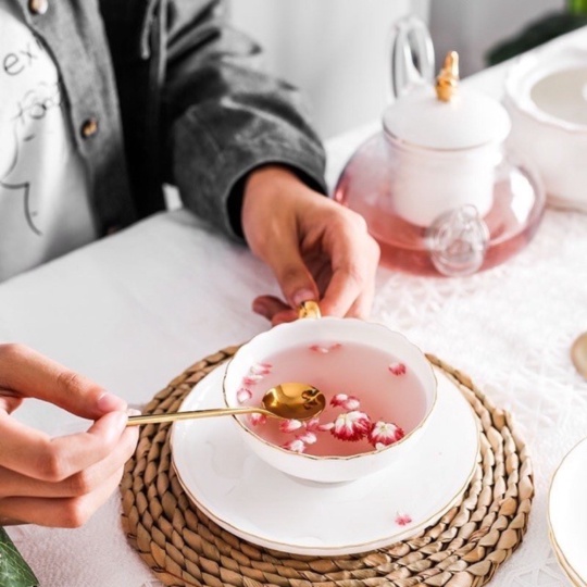 Dijual Flower Tea Cup / Ceramic Tea Cup Set / Vintage Tea Cup Tea Time Diskon