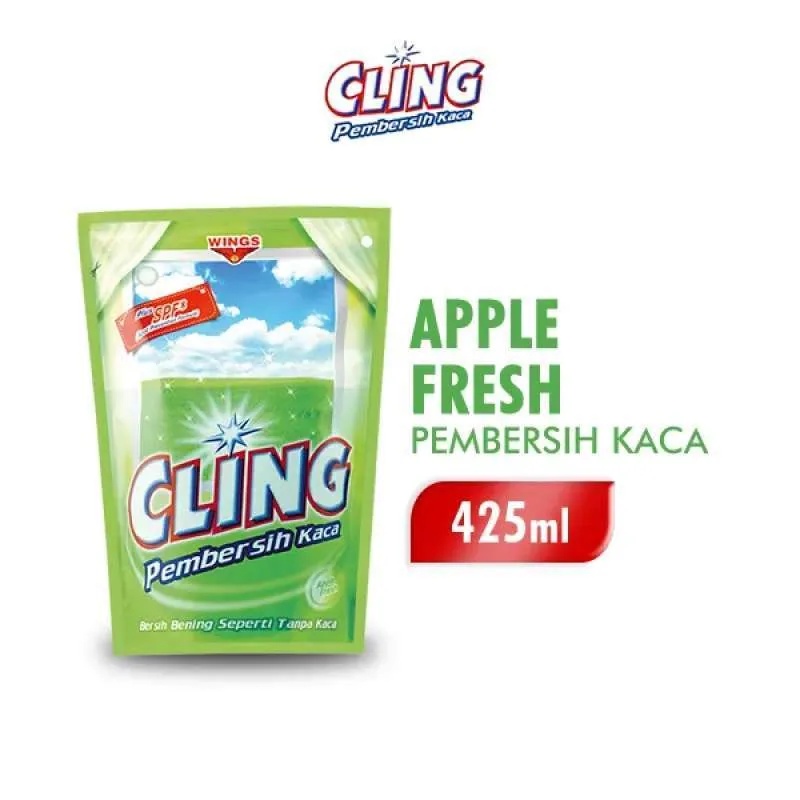 Cling Pembersih Kaca Refill 425ml Apple Fresh / Cling Refill Hijau