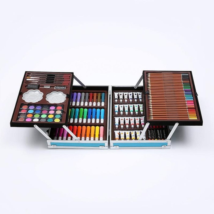 

[COD AKTIF] CRAYON ART SET / KOPER SET CRAYON MEWARNAI / ALAT LUKIS ANAK 145PCS - BLUE