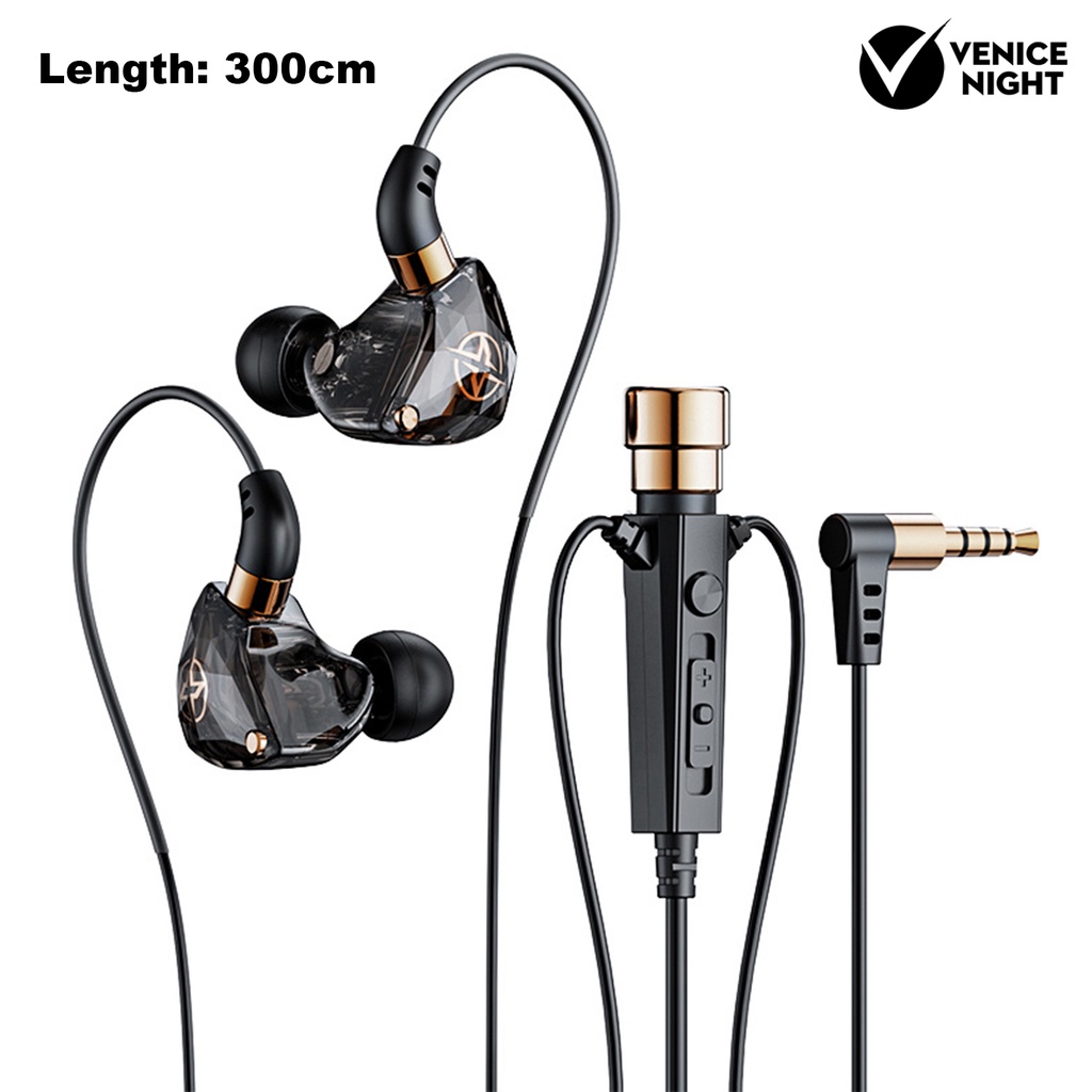 (VNEP) (Berkabel) Pengurang Kebisingan Nyaman Dipakai Earphone dengan Mikrofon 3.5mm Stereo Surround In-ear Sports Earbud Aksesoris Telepon