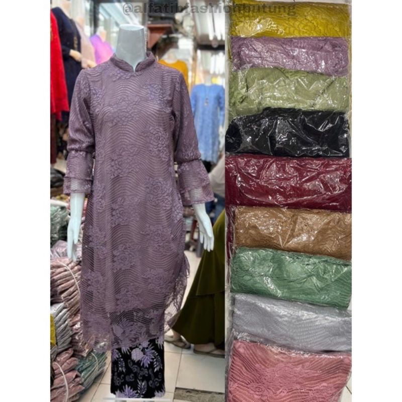COD Kebaya Tunik Serut Brukat Full Bordir 100% realpict mewah / setelan tunik tulle / setelan tunik 