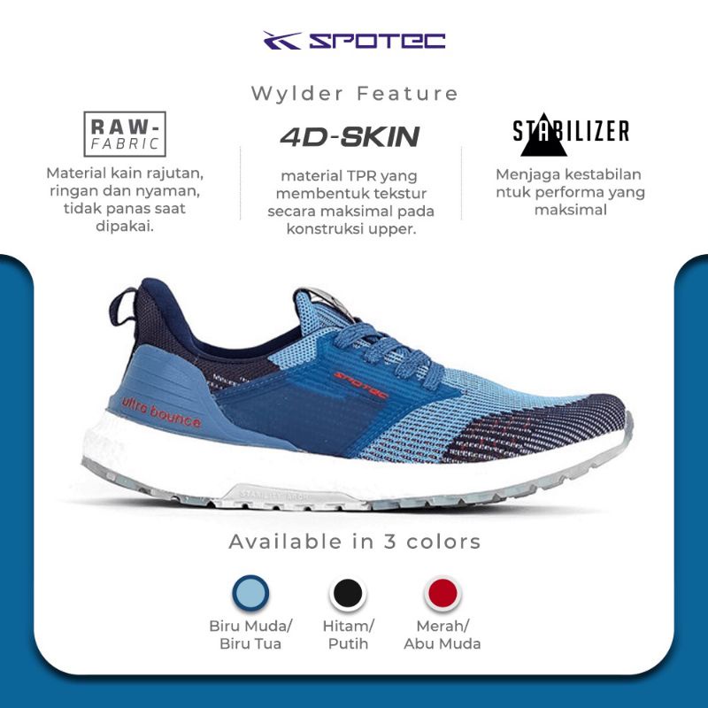 Sepatu Spotec wylder Biru Muda/Biru Tua Original