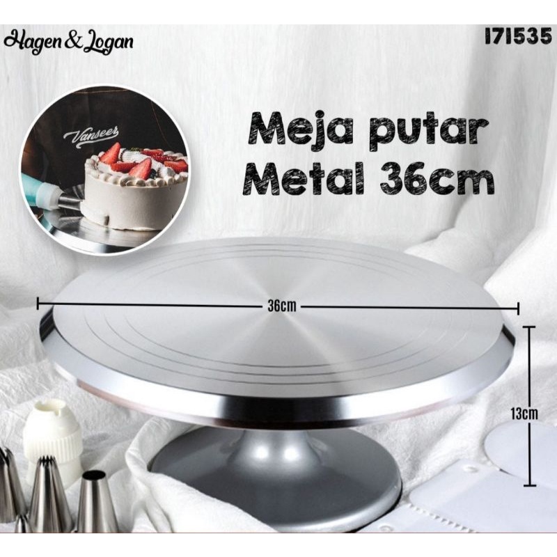 Meja putar stainless lazy susan size 36cm Free alat baking