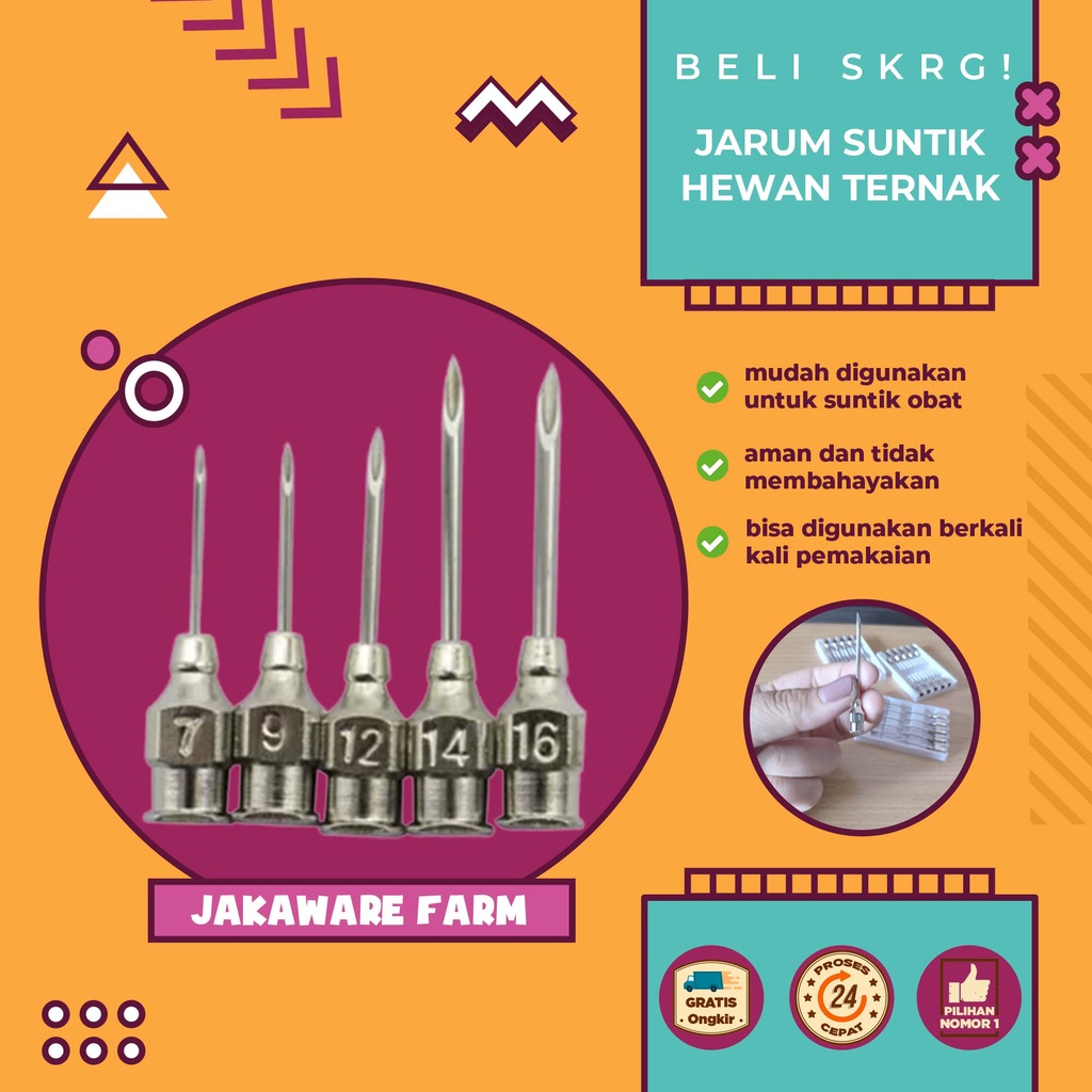Jarum Suntik Hewan Ternak Kambing Domba Sapi Kuda Ukuran 7g 8g 12g 14g 16g SUNTIKAN VAKSIN AYAM DOC 