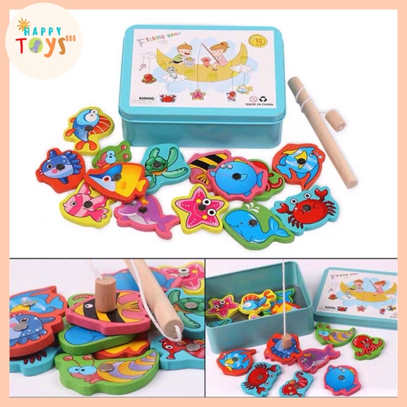 HAPPYTOYS.888 #A40 MAINAN PUZZLE MAGNET BOX BESI / MAINAN EDUKASI ANAK / MAINAN EDUKASI PANCING IKAN