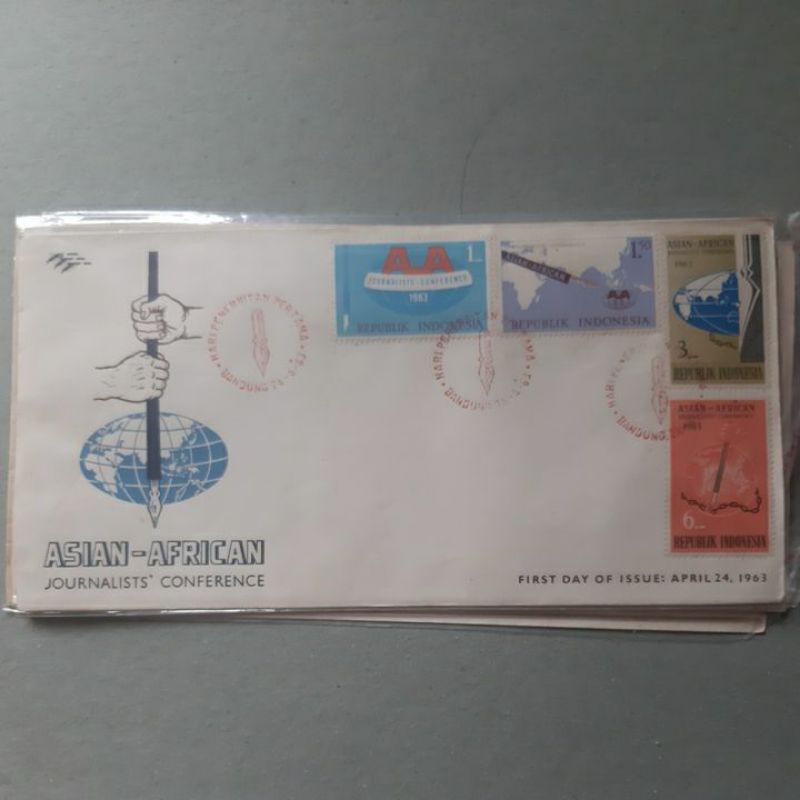 

Perangko Indonesia SHP FDC Konferensi Asia Afrika 1963 sampul 4 prangko