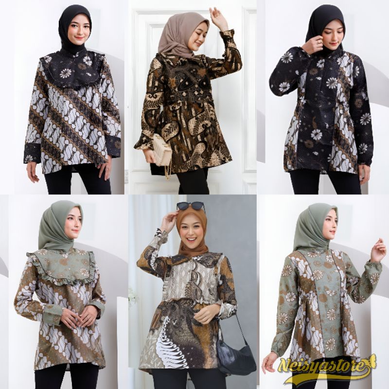 BAJU BATIK WANITA MODERN MONALISA GENES M,L,XL asli PEKALONGAN