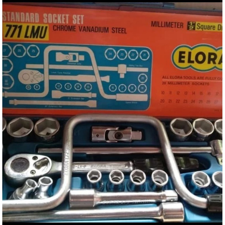 ELORA Kunci 1/2" bukan tekiro socket wrench set 26 pcs made in germany