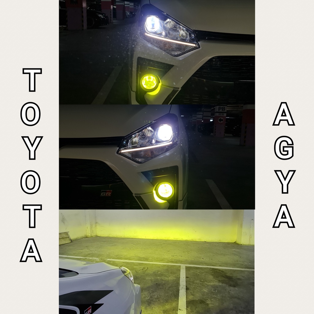 Paket Upgrade Lampu Led Toyota Agya 2017 UP Projector Dengan Foglamp Green Lime