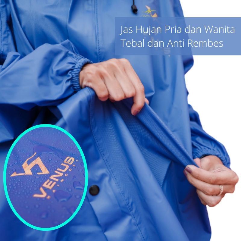 Jas Hujan Pria dan Wanita Bahan PVC 0,25 Tebal Anti Rembes Merk Venus dan Monza