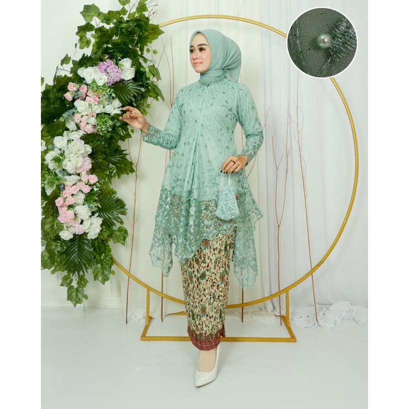 Setelan kebaya busui arumi | Kebaya pesta | Kebaya modern | Baju pesta pernikahan | Tunik tulle