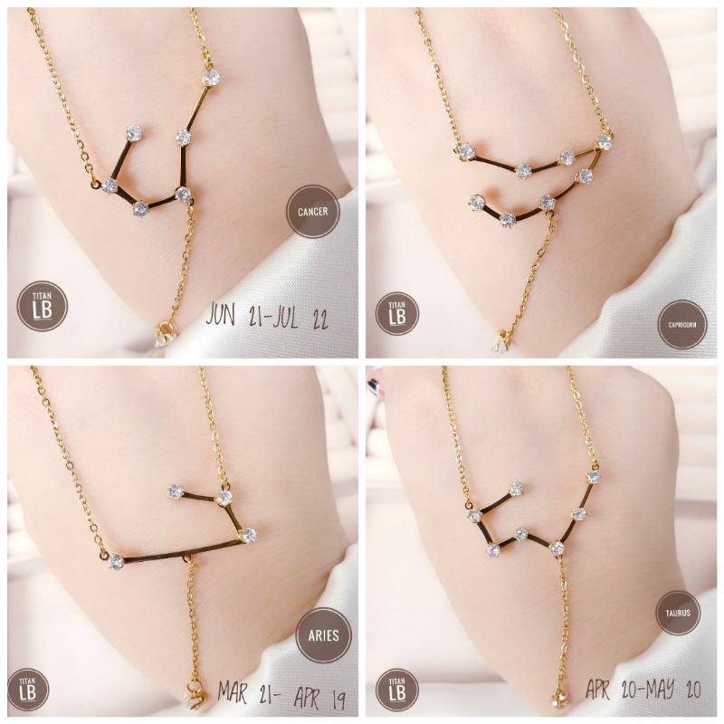 Kalung Zodiak Rantai Dewasa Titanium Mata Mata Cantik Dan Simple Fashion Wanita N09112207