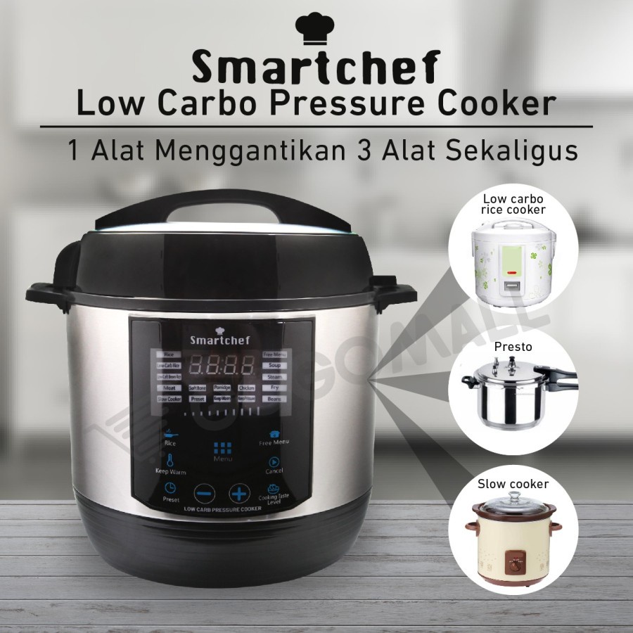 SmartChef Low Karbo Multicooker Menurunkan Kadar Glukosa Pada Nasi s/d 54,4% Stainless Steel 304 Food Grade Presto Cooker Slow Cooker Original Garansi Resmi