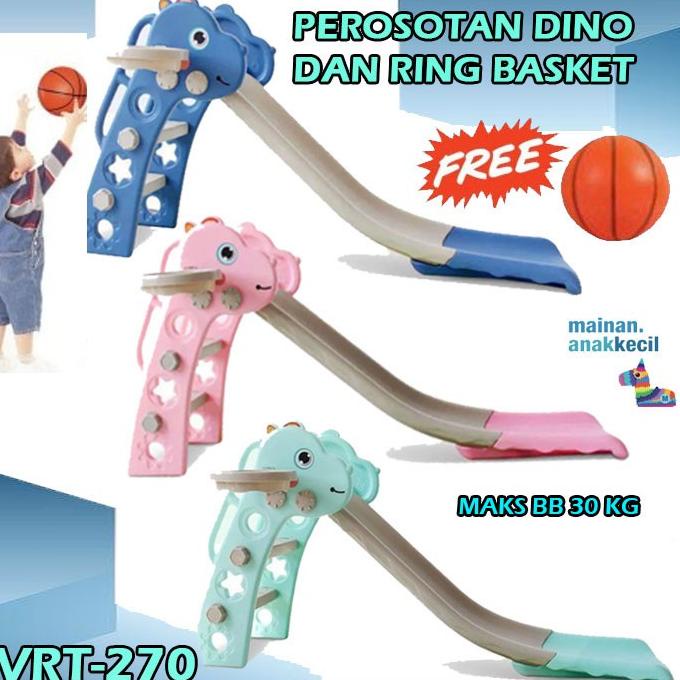MAINAN ANAK PEROSOTAN PROSOTAN SLIDING SLIDE DINO RING BASKET VRT-270 stock ada